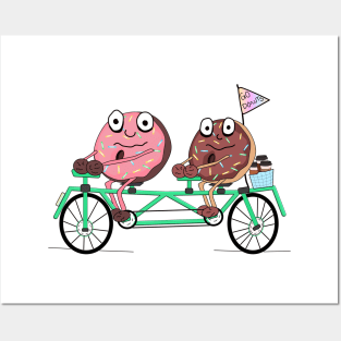 Donuts on a Tandem Bike Posters and Art